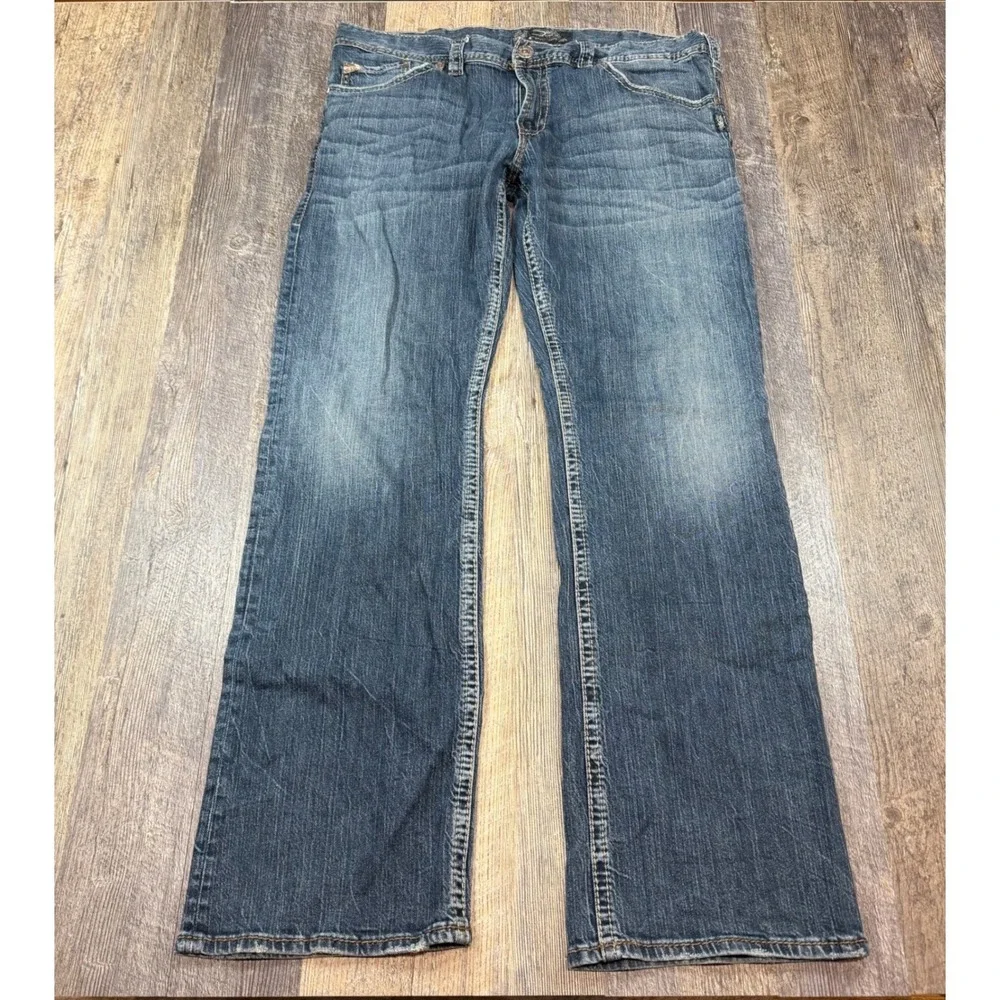 Silver Jeans Zac Relaxed Straight Leg Jeans Mens 38x34 Medium Wash Denim Western